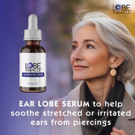 Lobe Miracle Rejuvenating Ear Lobe Serum - Ear Care Solution for Pierced Ears & Ear Care Products w/Aloe, Vitamin E & Lavender - Promotes Healing, Helps Firm Skin & Stretched Earlobes - 0.17 fl oz