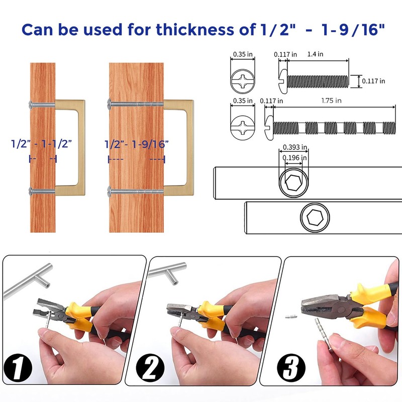 Ravinte 5 Pack Solid 3 Inch Kitchen Square Cabinet Handles