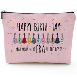 Makeup Bag Happy Birthday Tay Cosmetic Bag Zipper Travel Makeup Bag Y2K Tool Pouch Pencil Pouch Multipurpose Storage Make Up Bag Pink Pouch Small Bag for Music Lovers Girls Womens