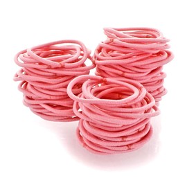 My Lello Small Hair Elastics Ponytail Holders No Damage No Metal - 100 Pack Pink