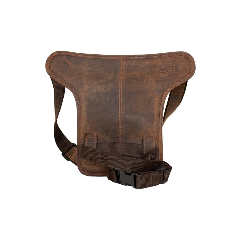 MDM Leather Leg Bag, Motorcycle Waist Bag with Eagle Embossing,