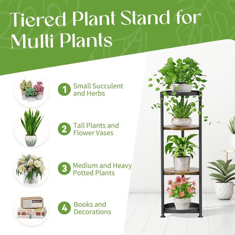 iDavosic.ly 4 Tier Corner Plant Stand Indoor, 45 Inch Tall