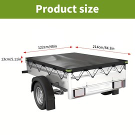 QINGYIWL Trailer Tarpaulin 214 x 122 x 13 cm, Waterproof, Windproof, Tear-Resistant Trailer Tarpaulin with Tarpaulin Rope, Trailer Tarpaulin for Many Car Trailers
