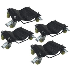 4 Pack Heavy Duty Wheel Dolly Car Tire Stakes Set for Tow or Vehicle Storage Furniture Movers 10,000 lbs Capacity Black (Black, 4 Dollies)