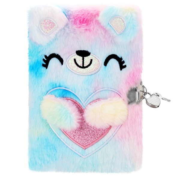 Girls' Diary with Lock A5, 160 Pages, Plush Notebook Girls