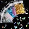 HELYZQ 5 Colores Alfabeto Letras holográficas Brillo Grueso Resina epoxi