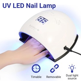 EIMSOAH UV Nail Lamp, 48W LED UV Lamp for Nails with Smart Sensor, Slipper Shape Nail Dryer Machine with Double Light Sources, Detachable Gel UV Led Nail Lamp for Home Use(US Plug)