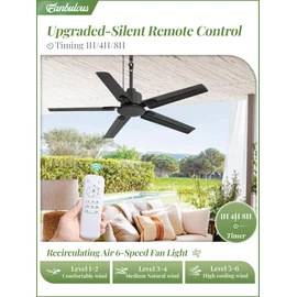 Fanbulous 48" Outdoor Ceiling Fan No Light,IP65 Wet Rated Waterproof Black