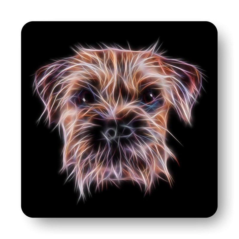 Fractal Artworks Border Terrier Coaster Set with Fractal Art Design