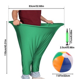 Granny Pants Yard Game Sets, Include 1 Green Freaky Party Giant Games Pant, 4 Bouncy Balls, 1 Air Pump, Grandma Pant Game for Outdoor Yard Family Reunion Party Field