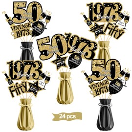 Black Gold 40th Birthday Table Centerpieces Decorations for Men Women, Vintage 1983 Happy 40th Birthday Table Toppers Party Supplies, 40 Years Old Centerpieces Sticks Table Decor