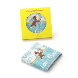 Curious George Flower Garden Towel Handkerchief, Blue, Packaged, Reborn Cotton, Full Feed Cotton 68-2170080
