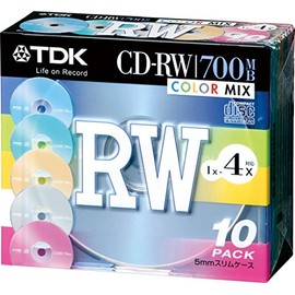 TDK CD-RW Data for MB 4 Times Speed Color Mix 5 mm Thickness 10 Pieces Pack Case [CD – rw80x10ccs]