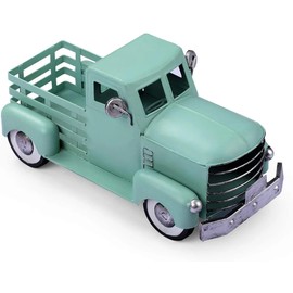 Leutsbyone Metal Truck Decor,Farmhouse Truck Decor,Decorative Tabletop Storage & Pick-up Metal Truck Planter,12.5" x 5.75" x 6.25" inches (Green)