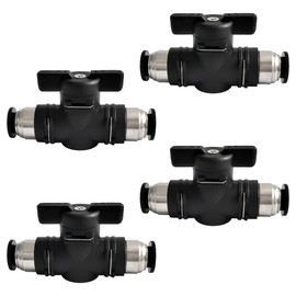 4 x Air Flow Control Valve Pipes, 8mm Pneumatic Ball Valve Push to Connect Fittings BUC, Eight-Hole Air Valve for Connection of Air Lines Pneumatic Tools