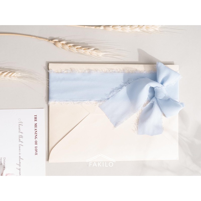 FAKILO Chiffon Ribbon Set - Light Blue, 3 Rolls, 3.8