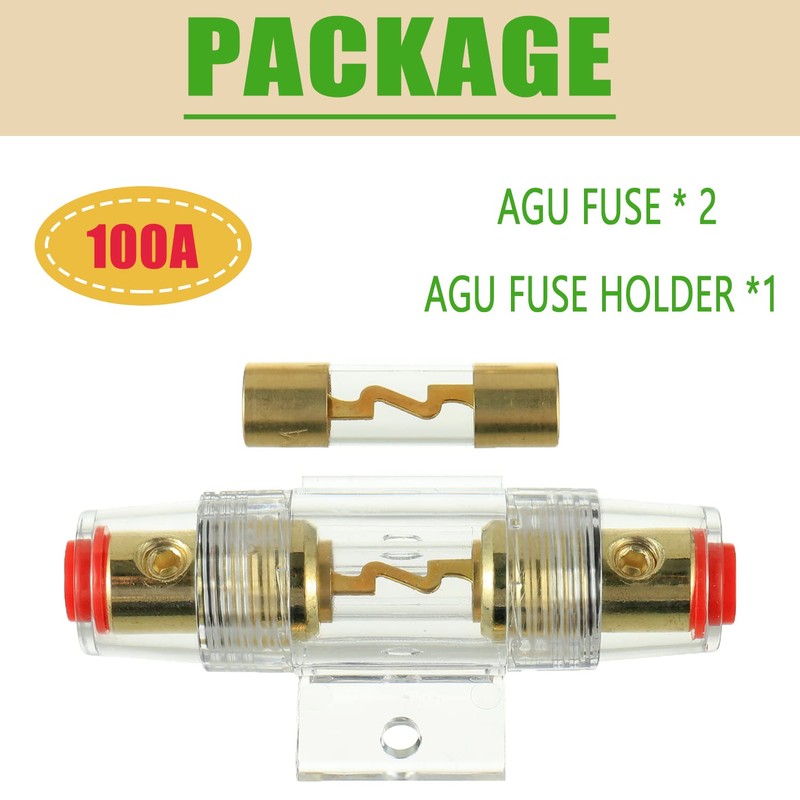 SIGANDG 4-8 Gauge AWG in-line Fuse Holder with 100A AGU