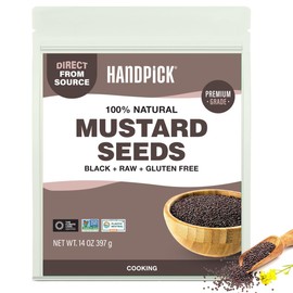 HANDPICK Culinary Black Mustard Seeds (397g/14oz), Gluten free, 100% Raw, Sourced from India, Packed in Resealable Zip Lock Pouch | All Natural - Easy to Use