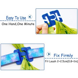 Hands-Free Dog Poop Bag Holder Handy Waste Bag Carrier for Basic Dog Leash Used Poop Bags Carrier Dog Walking Poo Bag Carrier for Flat Leash(2 Count,Blue)