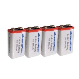 Maximalpower 4 Pieces of 9V 550mAh Li-ion High Capacity Rechargeable Battery
