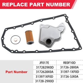 RE0F10D JF017E Transmission Filter Oil Pan Gasket Kit Fit for Nissan Altima Maxima Quest Murano Pathfinder Infiniti Qx60 Replaces# 31728-29X0D 31726-3JX0A 31726-28X0A