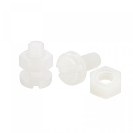 sourcing map 20 Pairs Nylon Screw Nut Assortment, M4x8mm Slotted Pan Head Screws & M4 Hex Nuts for Machinery, Electronics, White