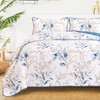 Anibedding Blue Quilt Set California King,3Pieces Reversible Elegant Botanical Blue