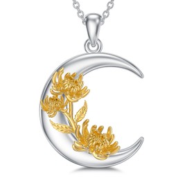 OCJ November Chrysanthemum Necklace Sterling Silver November Birth Flower Necklace for Women Chrysanthemum Necklace Silver Chrysanthemum Flower Jewelry Chrysanthemum Birthday Gifts for Women