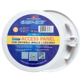 EASY-EXS Access Panel Round 6.5" Spring-Clip (Max Service Opening 5.5") Plastic White (Pack of 2) (Round 6.5")