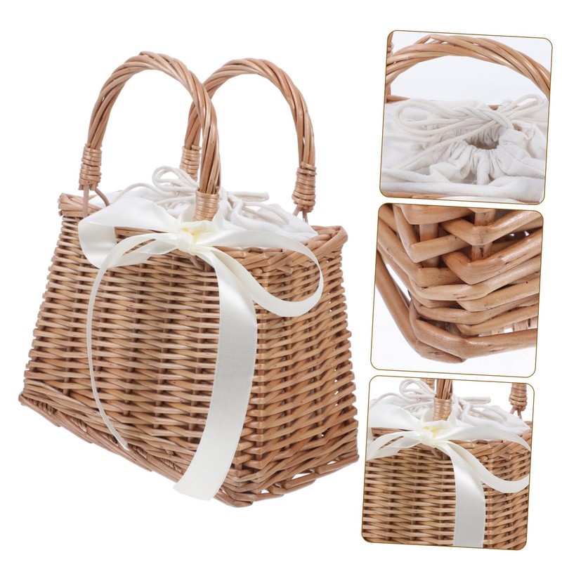 iplusmile 1Pc Woven Flower Basket Rattan Decorative Storage Container with