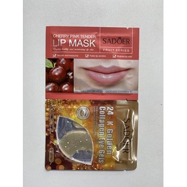 30 Pcs Lip Masks & Eye Masks, 24K Gold Crystal Gel Collagen Eye Pads, Cherry Under Eye Patches for Puffy Eyes, Dark Circles, Bachelorette Party Favors, Bridesmaid Gifts, Wrinkles and Fine Lines