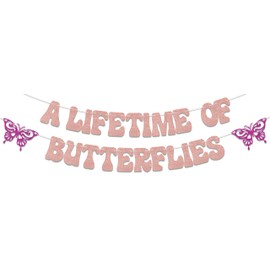 Lifetime Butterfly Banner - Bridal Shower Decor Sign, Wedding & Bachelorette Party Decorations, Engagement Party Supplies