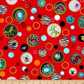 Studio E I'm Buggin' Out Big Dots with Bugs Red, Fabric by The Yard