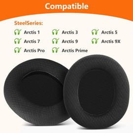 Toyoso Replacement Ear Pads for SteelSeries Arctis 1, 3, 5, 7, 9, 9X, Pro, Prime Headphones (Do Not Fit Any Arctis Nova), Ear Pads Cushions with Noise Cancelling Foam, Mesh Fabric (Black)
