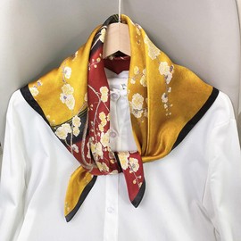 ZhaoCo 100% Natural Mulberry Silk Scarf, 66 x 66 cm / 26 x 26 Inch Silk Scarf, Graphic Print, Small, Soft, Square Silk Scarf for Women, Ss70-027