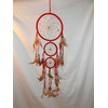 Red Triple Dream Catcher Mandella Beads & Feathers 26"