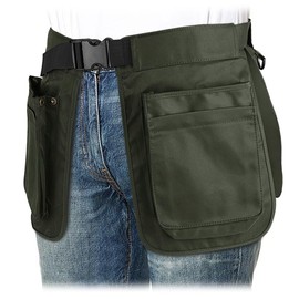 MUCHER Triple Hippie Fanny Pack Waiter Waitress Apron Bag Multifunctional Fabric Waist Bag Sweatproof Side Bag for Women Men Hiking Running Camping Trekking (Dark Green)