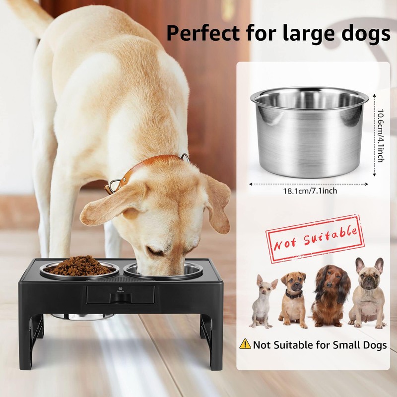 Lapensa Elevated Dog Bowls, Stainless Steel Raised Dog Deep Bowl