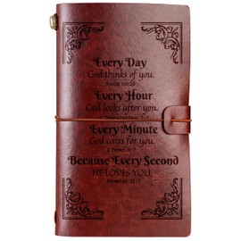 InnoBeta Christian Gifts Writing Leather Journal Notebook for Women, Embossed Bible Verse Journal Sketchbook, Travel Diary, Lined Planner, 7x5 Inches