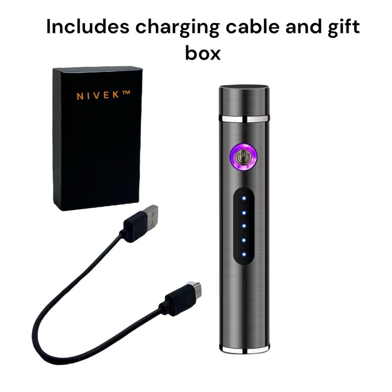 NIVEK Electric Lighter, Rechargeable USB, Cylinder Round Barrel Shape, Double