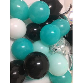 Teal Silver birthday Decorations - Happy Birthday Party Balloons black Turquiose for Boys Girls B-day Decor Supplies (Teal Silver)