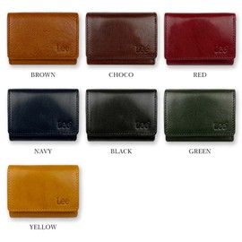 Lee 0520267 Premium Italian Leather Trifold Wallet Compact Wallet (8 Colors Available) (Red), red