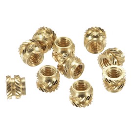 sourcing map knurled Insert Nuts, 60Pcs M3 x 4mm L x 5mm OD 3D Printing Brass Nuts Female Threaded Inserts Brass Heat Set Insert Embedment Nut