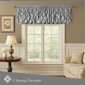 VCNY Home – Valance, Curtain with Rod Pocket, Boho Inspired Window Treatment, Ideal for Small Windows & Layering (Nola Grey, 60" x 20")