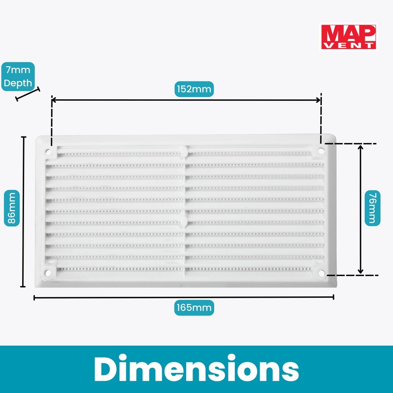 Map Plastic Louvre Air Vent Cover with Flyscreen, for Openings:
