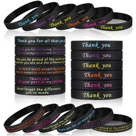 Yinkin 24 Pcs Christmas Employee Appreciation Gifts Bulk, Thanksgiving Day Gifts for Employee Coworker Silicone Bracelets Thank You Gifts for Women Men Employee Retirement Appreciation Gifts, 6 Styles