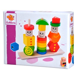 Eichhorn Holz Figuren Steckpuzzle, 20-teilig - 3 Stecksäulen mit Steckteilen, hochwertiges Buchenholz,Made in Germany, für Kinder ab 12 Monaten