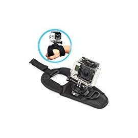 Walway 360 Degree Rotation Glove Style Band Wrist Strap Mount Strip Belt for GOPRO Hero 6/5/ 5 Session/ 4 Session/ 4/3+/ 3/2/ 1, Xiaoyi and Other Action Cameras, with Long Handle Screw