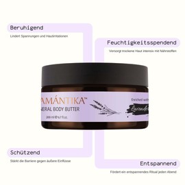 SEAMANTIKA - Mineral Body Butter with Lavender - Intense Moisture and Soothing - For Dry and Sensitive Skin - Enriched with Shea Butter - No Parabens, Sulphates, Mineral Oils - 250 ml