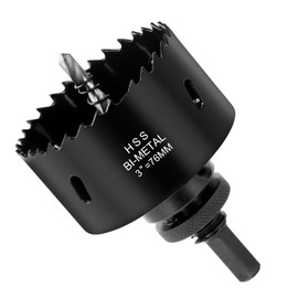 Flintronic Hole Saw 76 mm, Bi-Metal Hole Saw, High-Speed Steel HSS M42 Hole Cutter Set, 1 Drill, 1 Mechanical Spring, 1 Connecting Rod, Hole Saw for Aluminium, Wood, PVC Panel and Plastic Plate